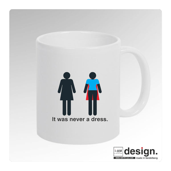Keramiktasse "It was never a dress"